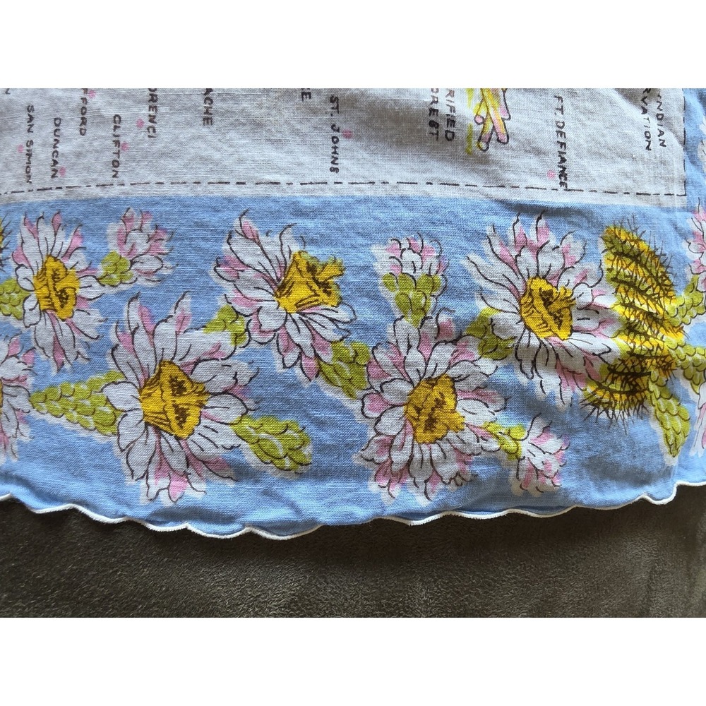 VTG Arizona Map Handkerchief Blue White Pink Yellow Green Unisex Hanky Kerchief - Picture 4 of 5